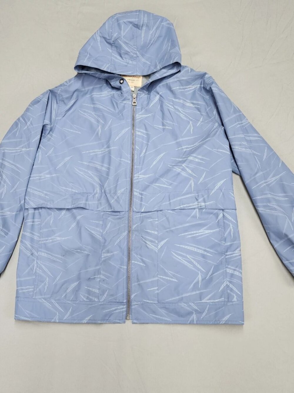 Weatherproof Vintage Women XXL Blue Abstract Hooded Rain Coat Windbreaker Jacket